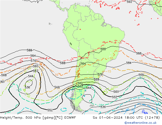 Z500/Rain (+SLP)/Z850 ECMWF Sa 01.06.2024 18 UTC