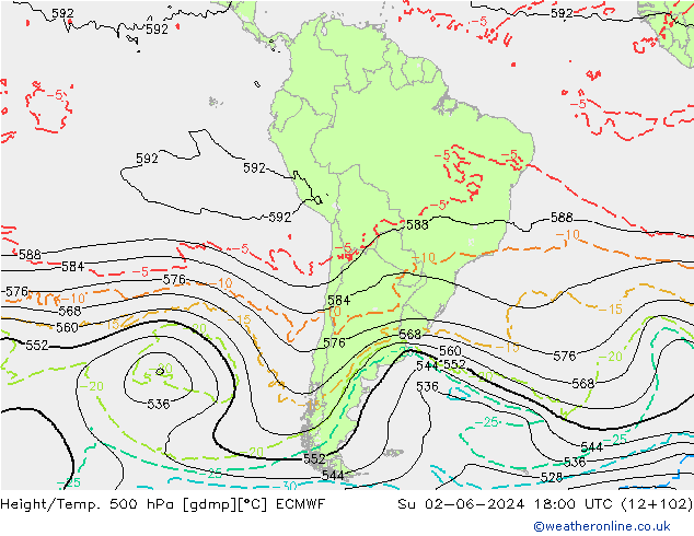 Z500/Rain (+SLP)/Z850 ECMWF Su 02.06.2024 18 UTC