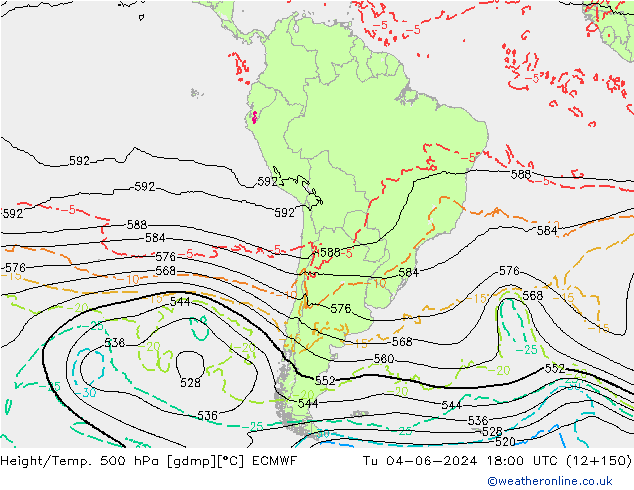 Z500/Rain (+SLP)/Z850 ECMWF Tu 04.06.2024 18 UTC