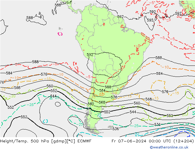 Yükseklik/Sıc. 500 hPa ECMWF Cu 07.06.2024 00 UTC