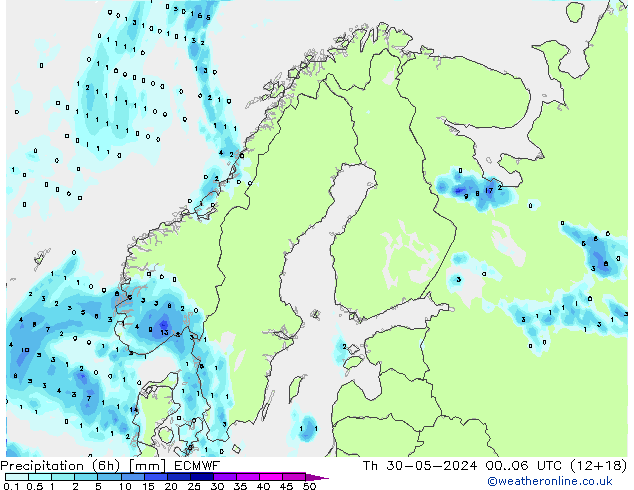 Z500/Rain (+SLP)/Z850 ECMWF чт 30.05.2024 06 UTC