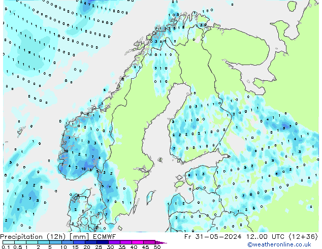 Nied. akkumuliert (12Std) ECMWF Fr 31.05.2024 00 UTC