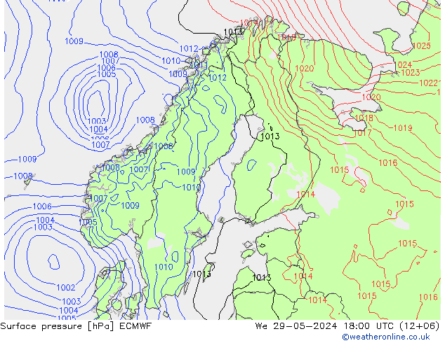 地面气压 ECMWF 星期三 29.05.2024 18 UTC