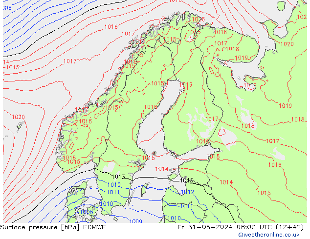 Surface pressure ECMWF Fr 31.05.2024 06 UTC