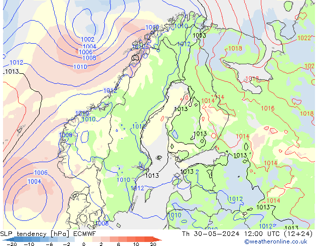 Drucktendenz ECMWF Do 30.05.2024 12 UTC
