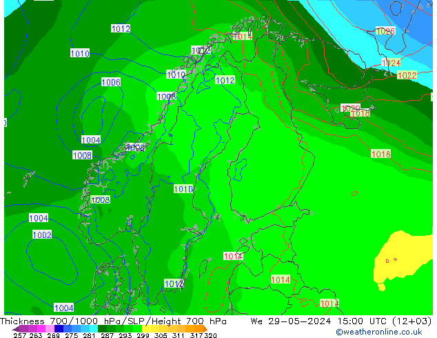 Thck 700-1000 hPa ECMWF We 29.05.2024 15 UTC