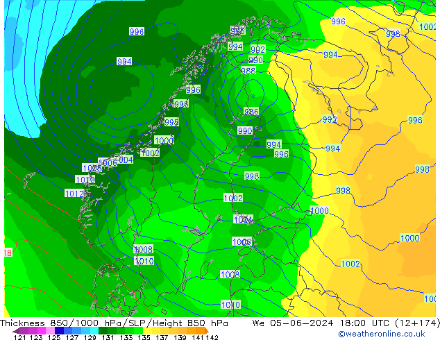 850-1000 hPa Kalınlığı ECMWF Çar 05.06.2024 18 UTC