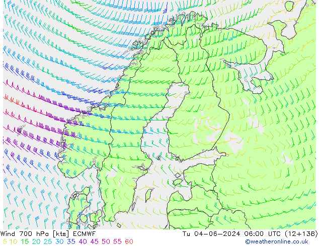 Vento 700 hPa ECMWF mar 04.06.2024 06 UTC