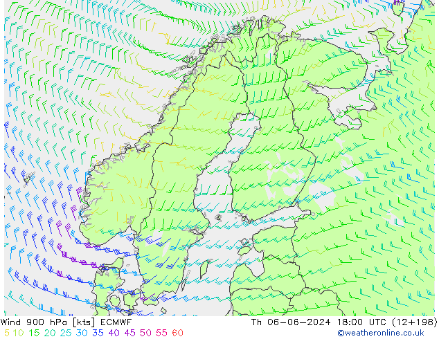 wiatr 900 hPa ECMWF czw. 06.06.2024 18 UTC