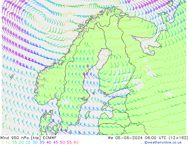 Vent 950 hPa ECMWF mer 05.06.2024 06 UTC