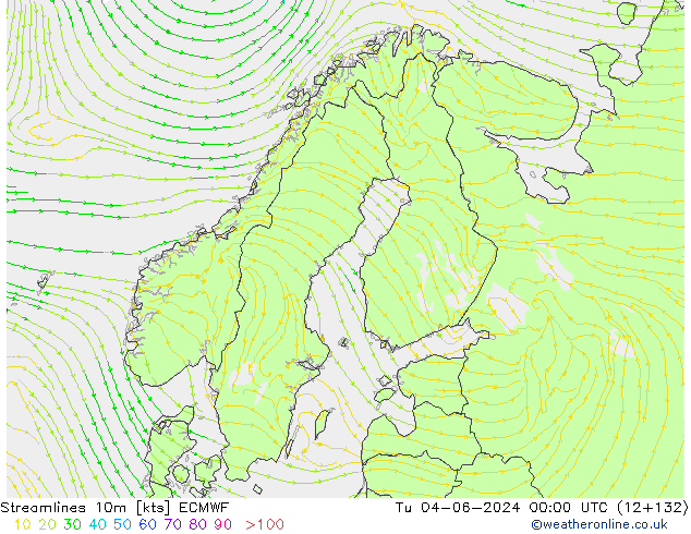 Linea di flusso 10m ECMWF mar 04.06.2024 00 UTC