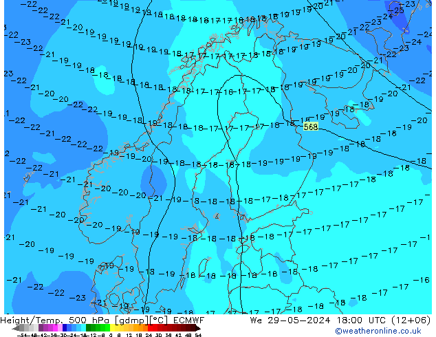 Z500/Rain (+SLP)/Z850 ECMWF mié 29.05.2024 18 UTC