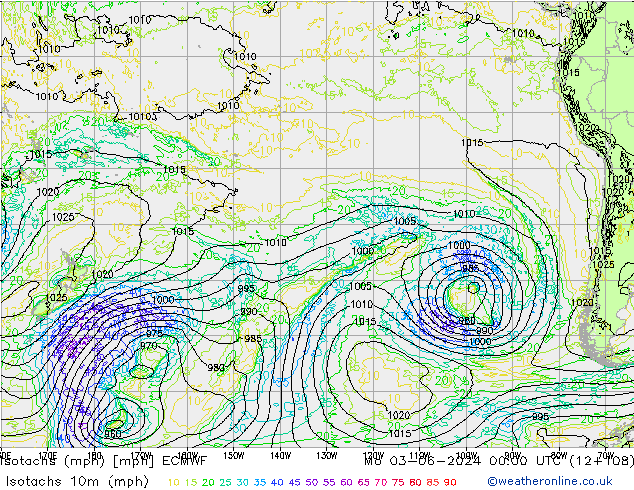 Isotachs (mph) ECMWF Mo 03.06.2024 00 UTC