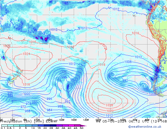 Precipitazione (6h) ECMWF mer 05.06.2024 12 UTC