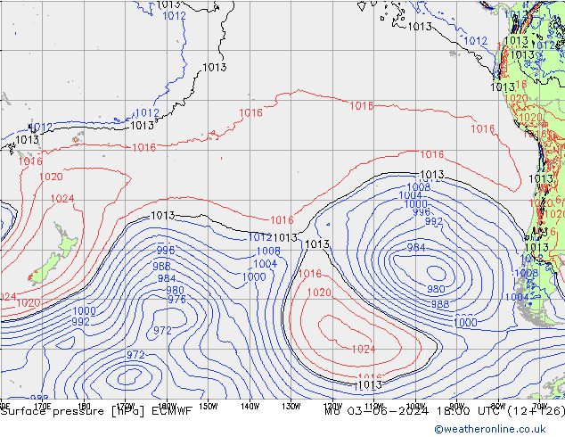 приземное давление ECMWF пн 03.06.2024 18 UTC