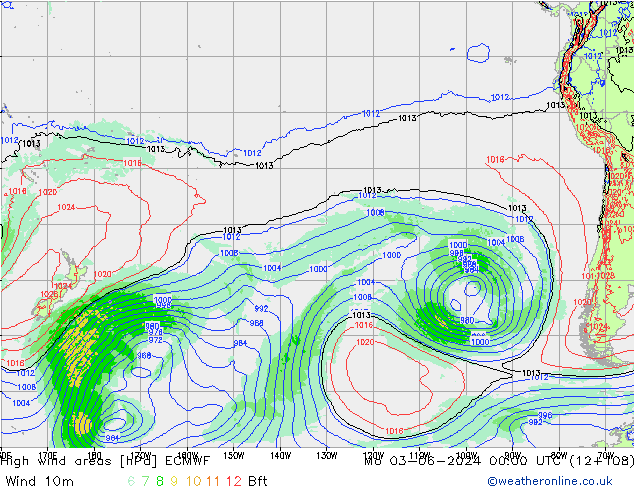 High wind areas ECMWF Mo 03.06.2024 00 UTC