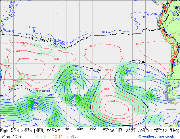 High wind areas ECMWF jeu 06.06.2024 00 UTC