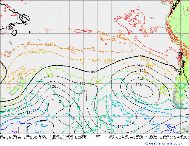 Height/Temp. 850 hPa ECMWF lun 03.06.2024 18 UTC