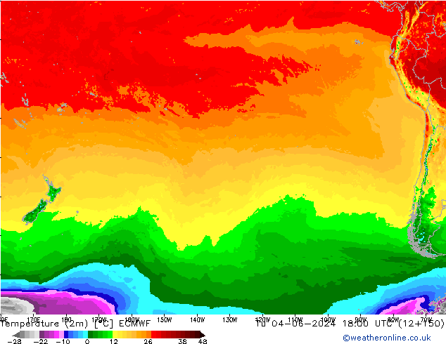 Sıcaklık Haritası (2m) ECMWF Sa 04.06.2024 18 UTC
