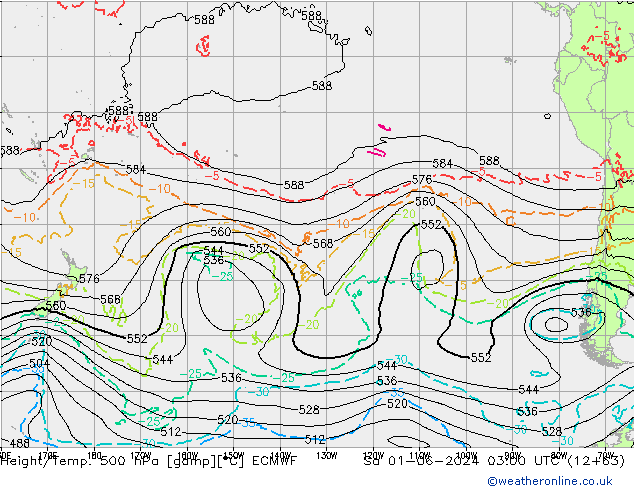 Géop./Temp. 500 hPa ECMWF sam 01.06.2024 03 UTC