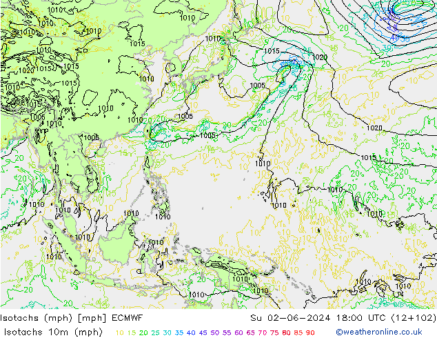 Izotacha (mph) ECMWF nie. 02.06.2024 18 UTC