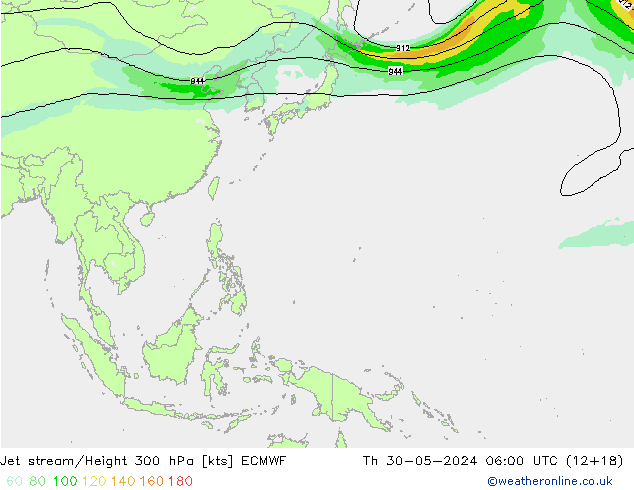 Prąd strumieniowy ECMWF czw. 30.05.2024 06 UTC