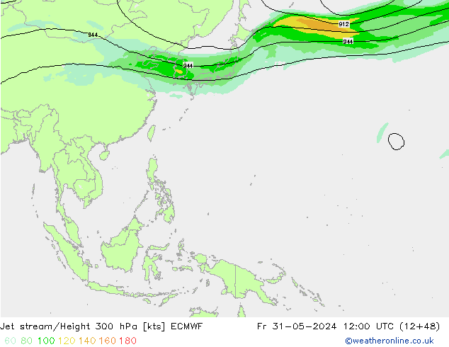 Jet stream/Height 300 hPa ECMWF Fr 31.05.2024 12 UTC