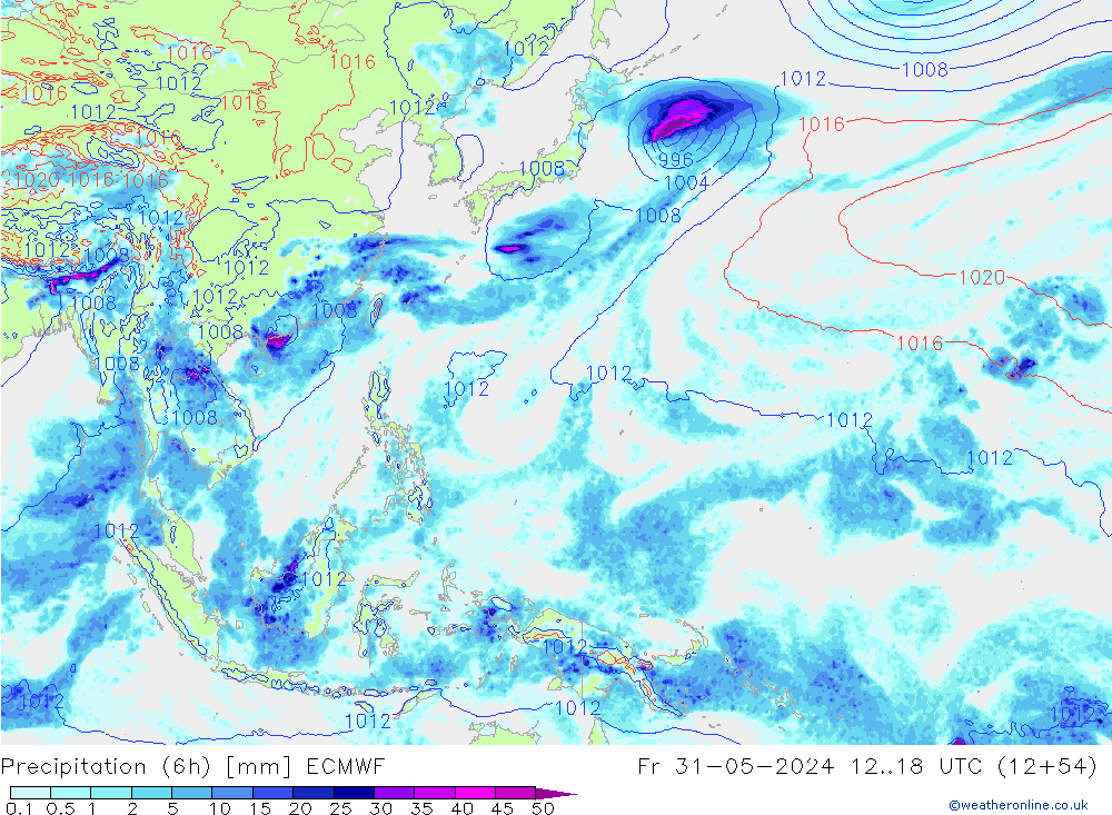 Z500/Regen(+SLP)/Z850 ECMWF vr 31.05.2024 18 UTC