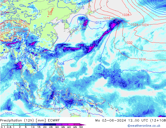 Nied. akkumuliert (12Std) ECMWF Mo 03.06.2024 00 UTC