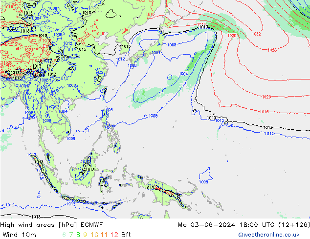 High wind areas ECMWF Mo 03.06.2024 18 UTC