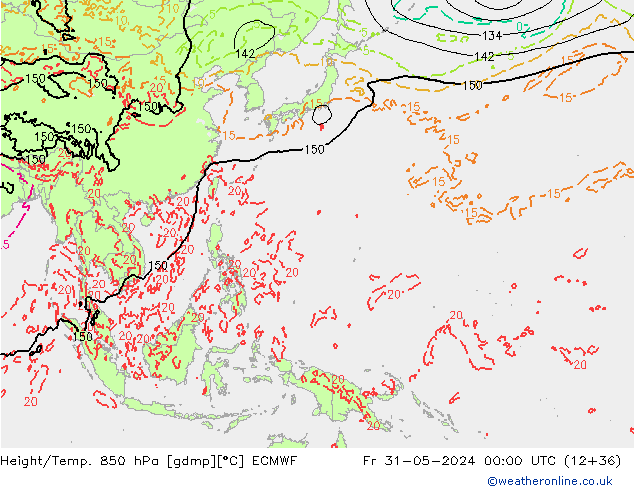 Z500/Rain (+SLP)/Z850 ECMWF vie 31.05.2024 00 UTC