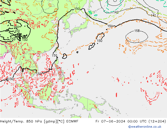 Height/Temp. 850 hPa ECMWF ven 07.06.2024 00 UTC