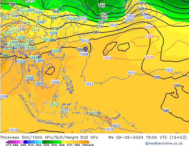 Thck 500-1000hPa ECMWF We 29.05.2024 15 UTC