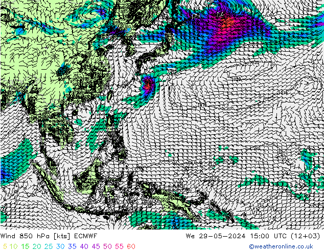 Vento 850 hPa ECMWF Qua 29.05.2024 15 UTC