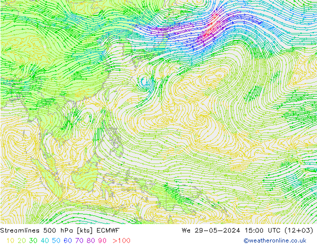 Streamlines 500 hPa ECMWF We 29.05.2024 15 UTC