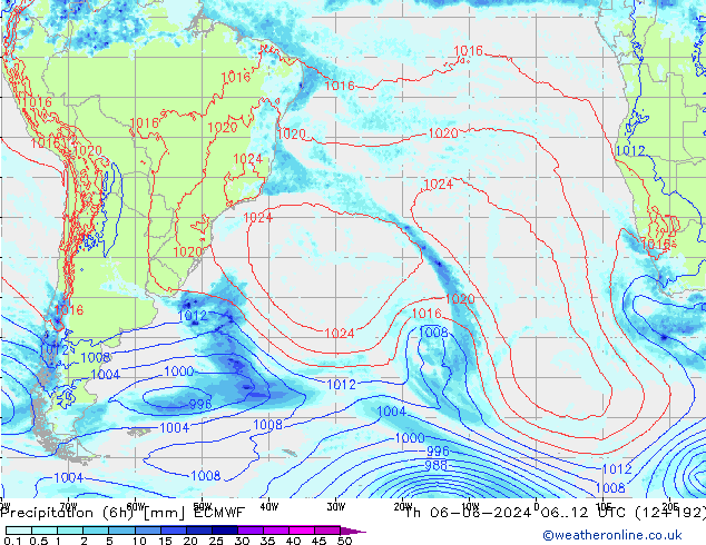 Z500/Rain (+SLP)/Z850 ECMWF Qui 06.06.2024 12 UTC