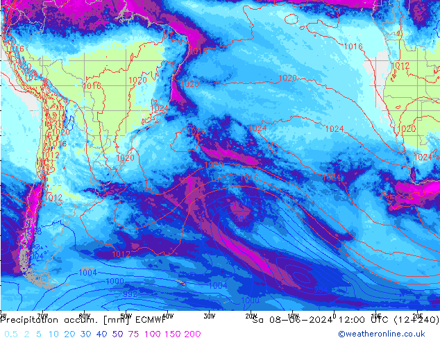 Totale neerslag ECMWF za 08.06.2024 12 UTC