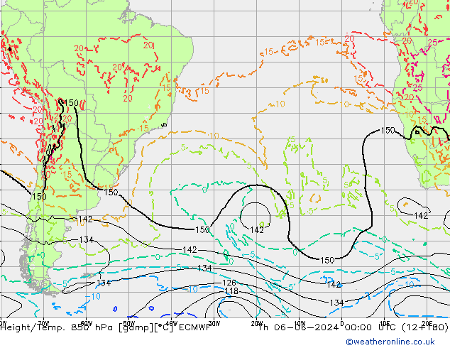 Géop./Temp. 850 hPa ECMWF jeu 06.06.2024 00 UTC