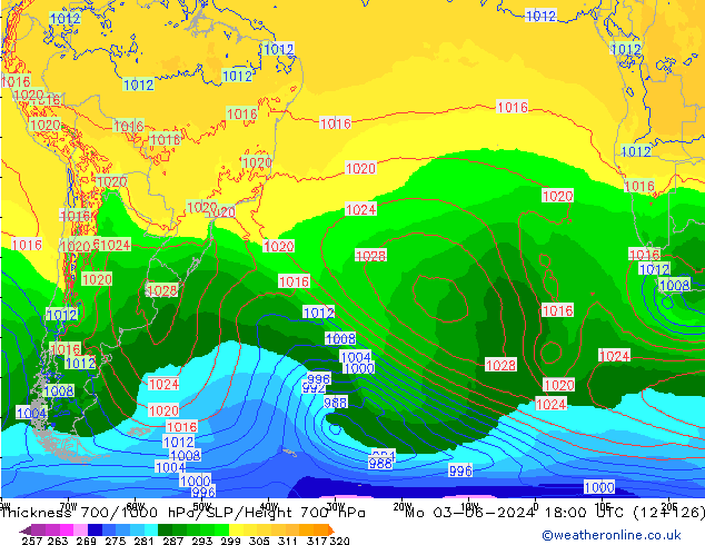 700-1000 hPa Kalınlığı ECMWF Pzt 03.06.2024 18 UTC