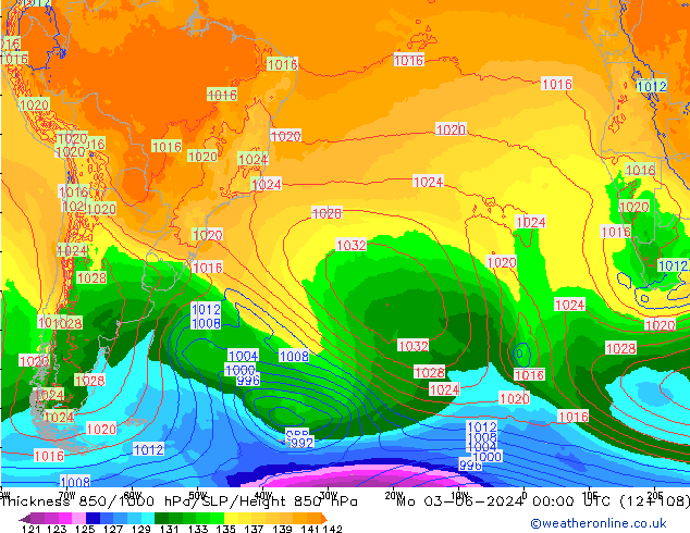 Thck 850-1000 гПа ECMWF пн 03.06.2024 00 UTC