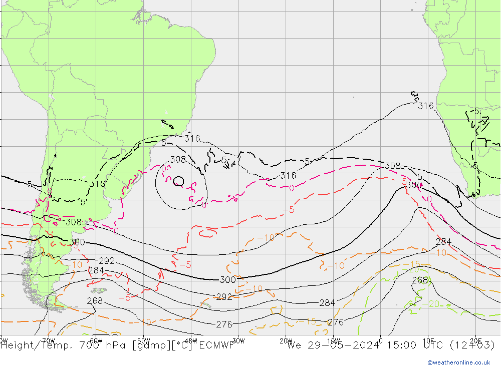 Yükseklik/Sıc. 700 hPa ECMWF Çar 29.05.2024 15 UTC