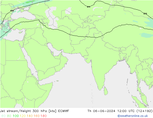 Jet stream ECMWF Qui 06.06.2024 12 UTC