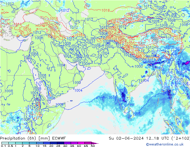 Z500/Rain (+SLP)/Z850 ECMWF Dom 02.06.2024 18 UTC