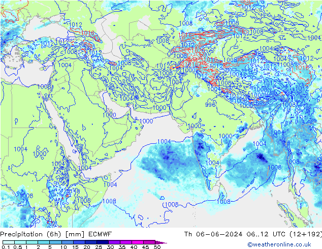 Z500/Rain (+SLP)/Z850 ECMWF чт 06.06.2024 12 UTC