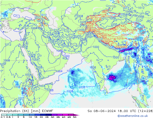 Z500/Rain (+SLP)/Z850 ECMWF сб 08.06.2024 00 UTC