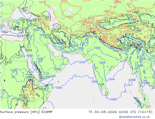 Atmosférický tlak ECMWF Čt 30.05.2024 03 UTC