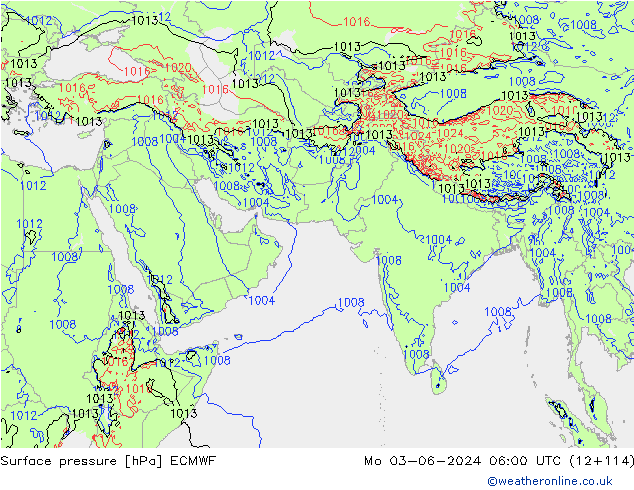 pressão do solo ECMWF Seg 03.06.2024 06 UTC