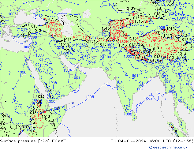 Presión superficial ECMWF mar 04.06.2024 06 UTC