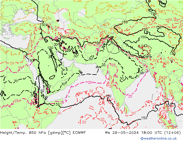 Z500/Rain (+SLP)/Z850 ECMWF 星期三 29.05.2024 18 UTC