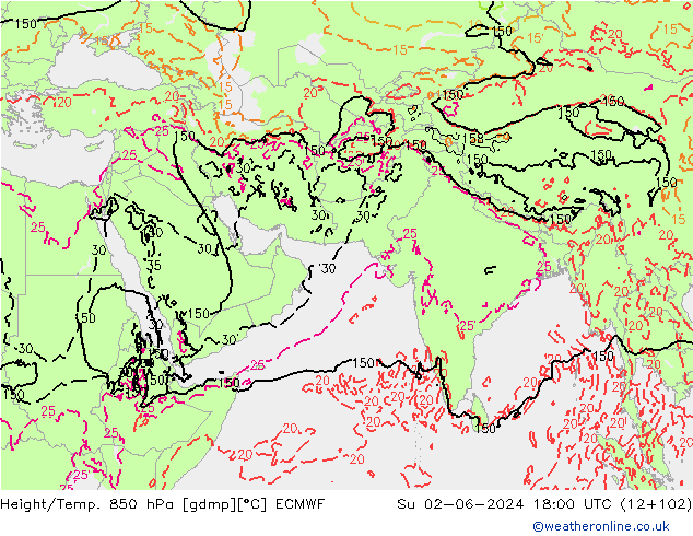 Z500/Rain (+SLP)/Z850 ECMWF Dom 02.06.2024 18 UTC